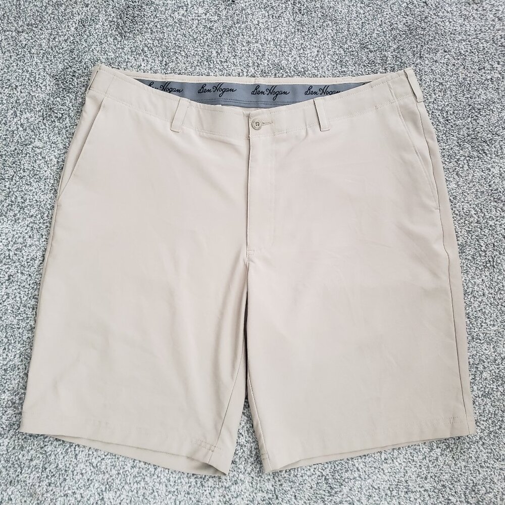 Ben Hogan 38 Khaki Flat Front Golf Tech Performance Shorts